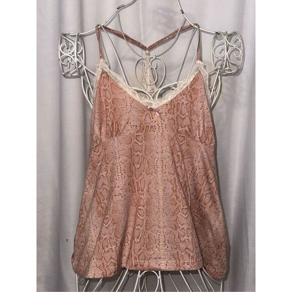 Studio Badgley Mischka Very soft Pajama Top Lace trimmed Adjustable Spaghetti St - Picture 1 of 6